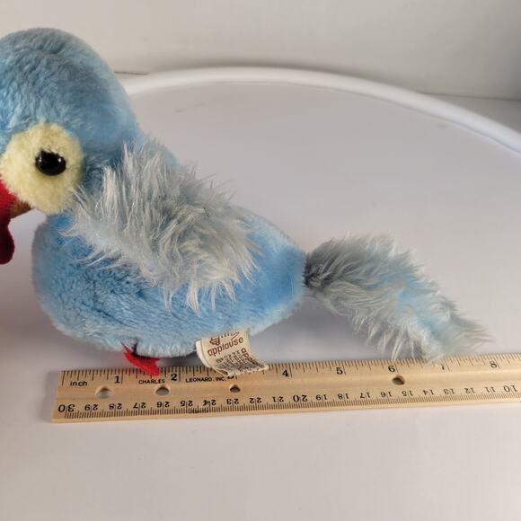 Vintage Applause Blue Bird Parrot Stuffed Animal Plush Red Beak 1981 Tatoo Baby - Picture 7 of 11